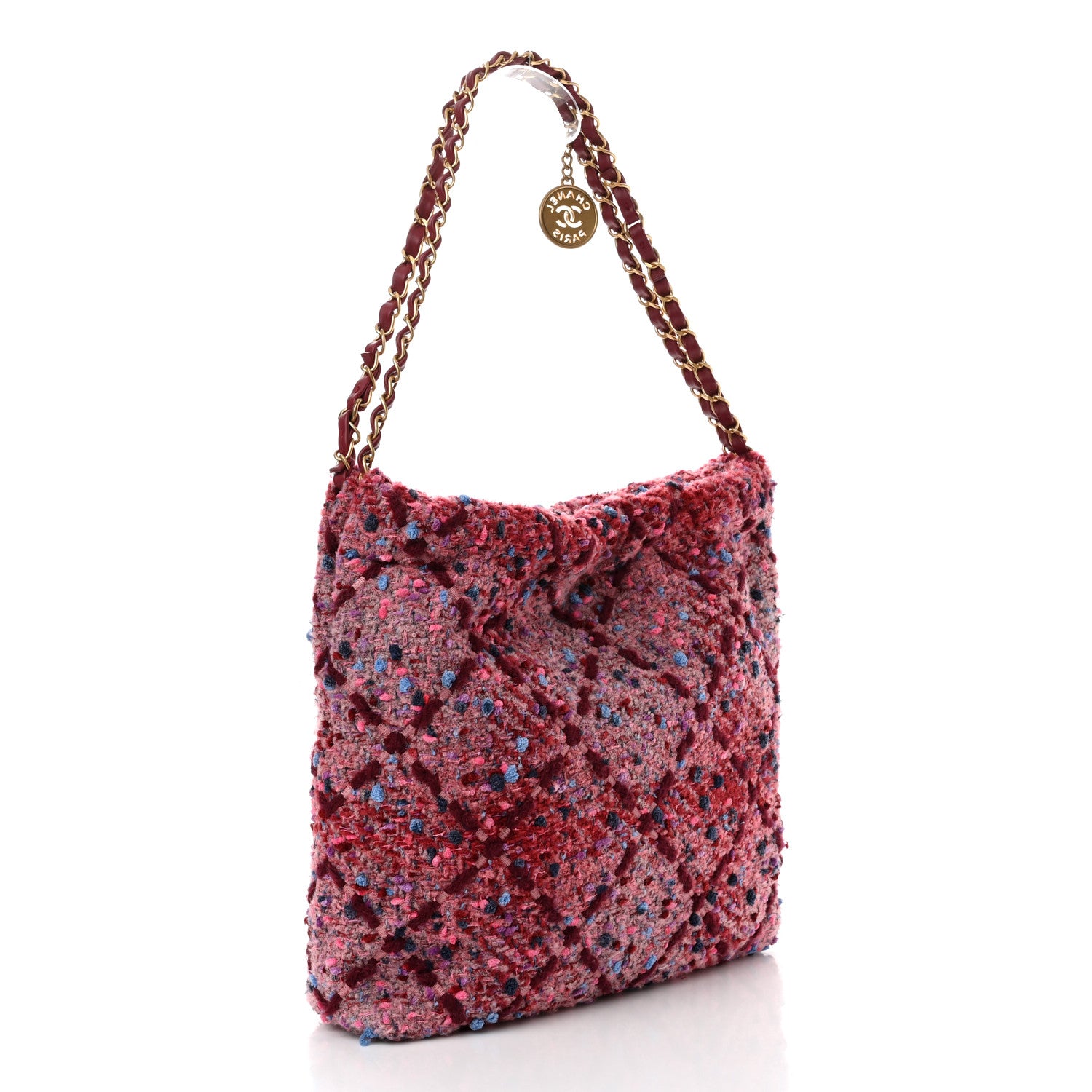 Chanel Tweed Quilted Chanel 22 Pink Burgundy 4 of 11