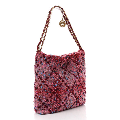 Chanel Tweed Quilted Chanel 22 Pink Burgundy 4 of 11