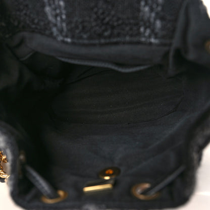 Chanel Wool Tweed Elegant Backpack Black Grey 5 of 10