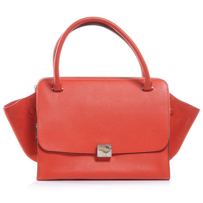 Celine Drummed Calfskin Suede Double Zip Trapeze Vermillion 1 of 7