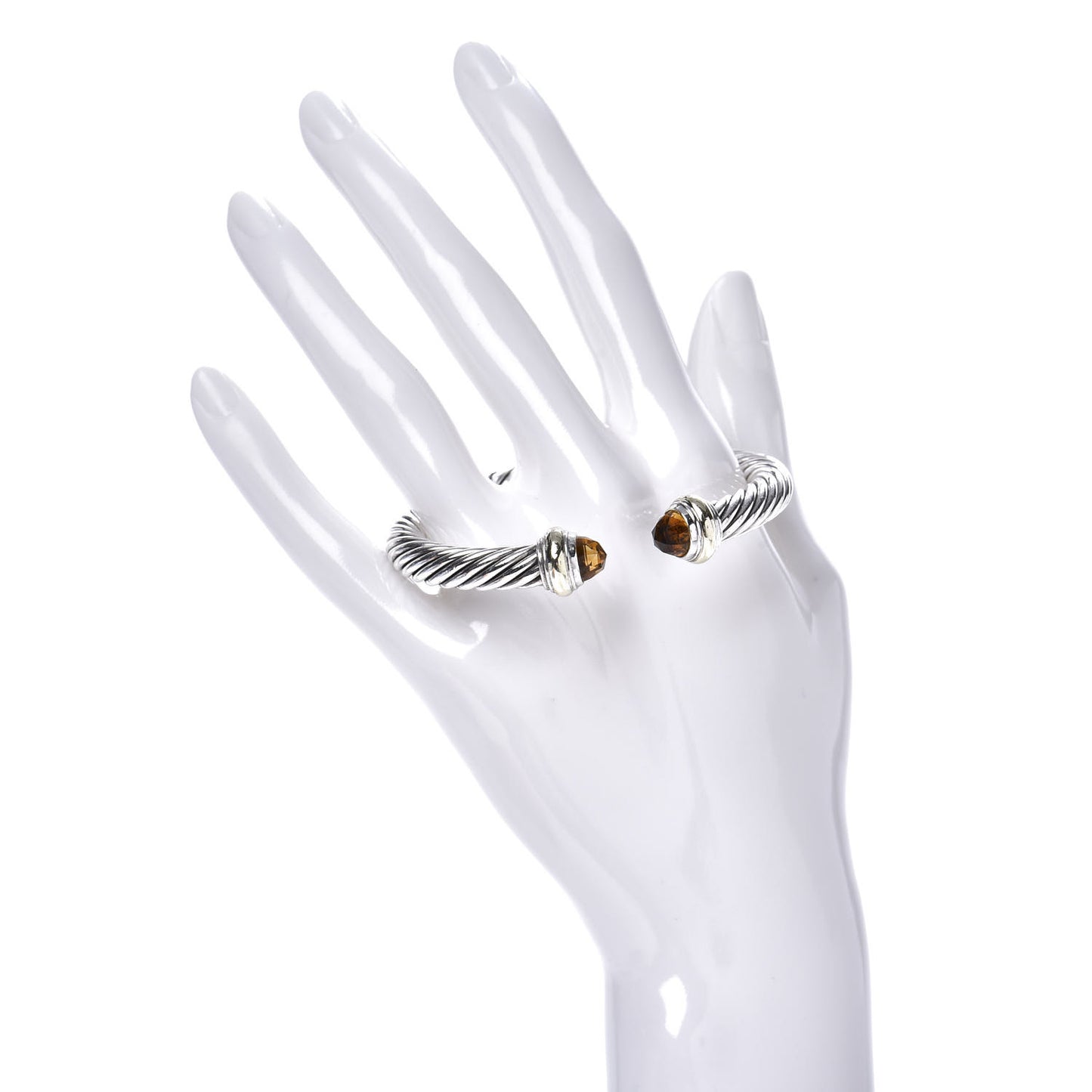 Sterling Silver 14K Yellow Gold Citrine 7mm Cable Classics Bracelet