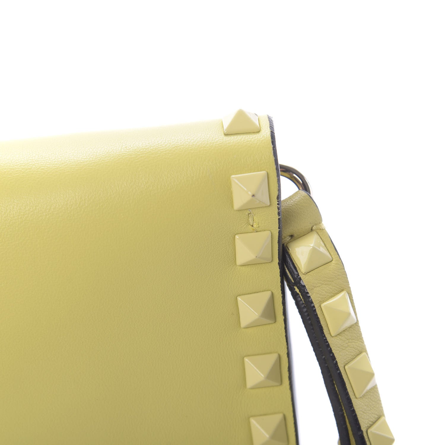 Valentino Garavani Nappa Monochrome Rockstud Wristlet Clutch Soft Yellow 11 of 13