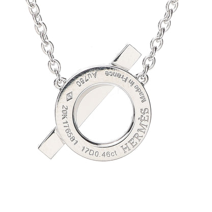 Hermes 18K White Gold Diamond Finesse Pendant Necklace 4 of 5