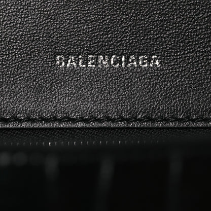Balenciaga Shiny Calfskin Monochrome Crocodile Embossed Small Hourglass Top Handle Bag Black 7 of 12