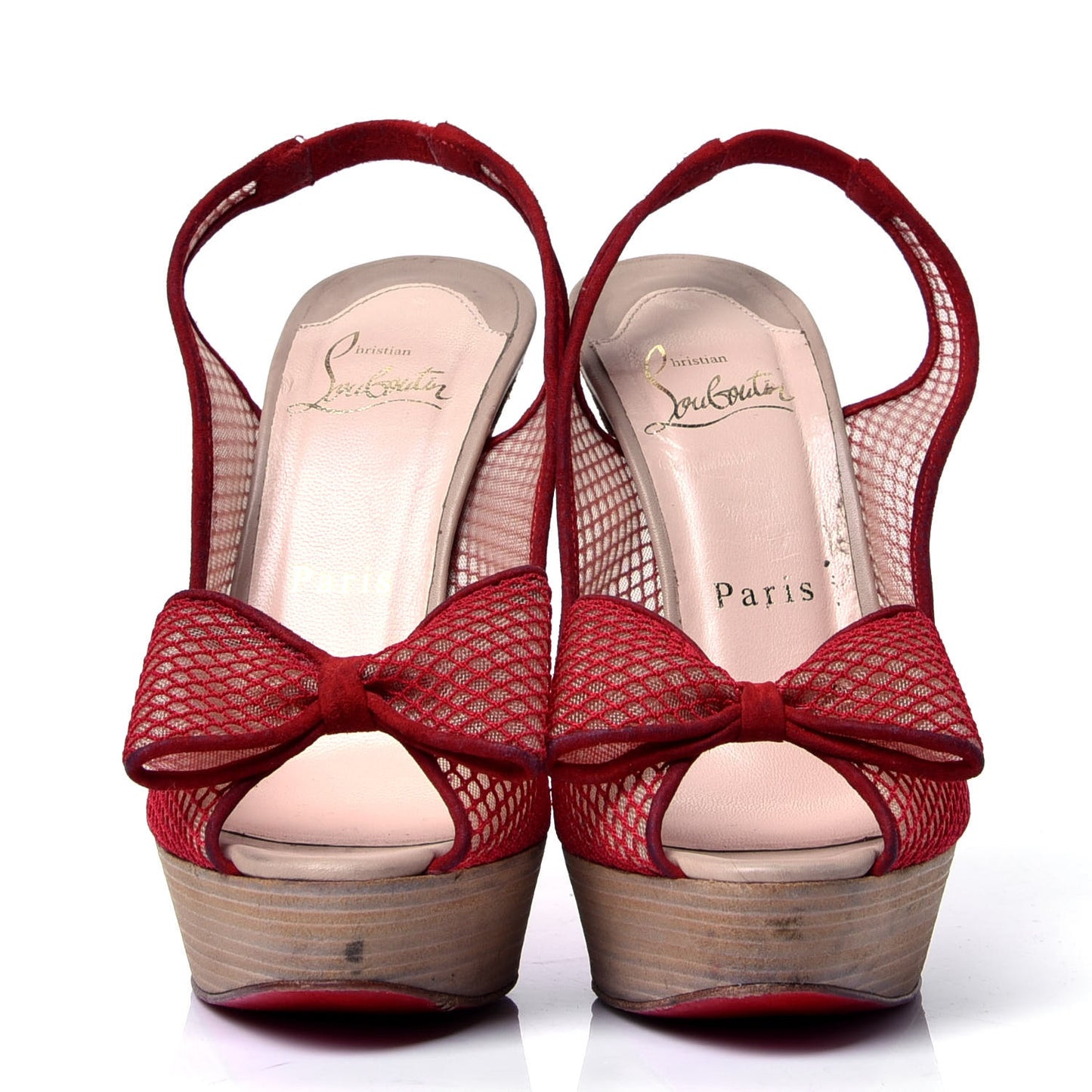 Fishnet Mesh Exclu 140 Slingback Pumps 36 Red