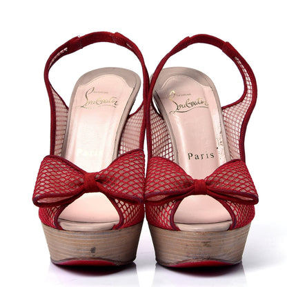 Christian Louboutin Fishnet Mesh Exclu 140 Slingback Pumps 36 Red 2 of 6