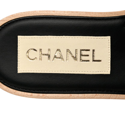 Chanel Lambskin Quilted CC Slip On Platform Sandals 40 Black 6 of 10