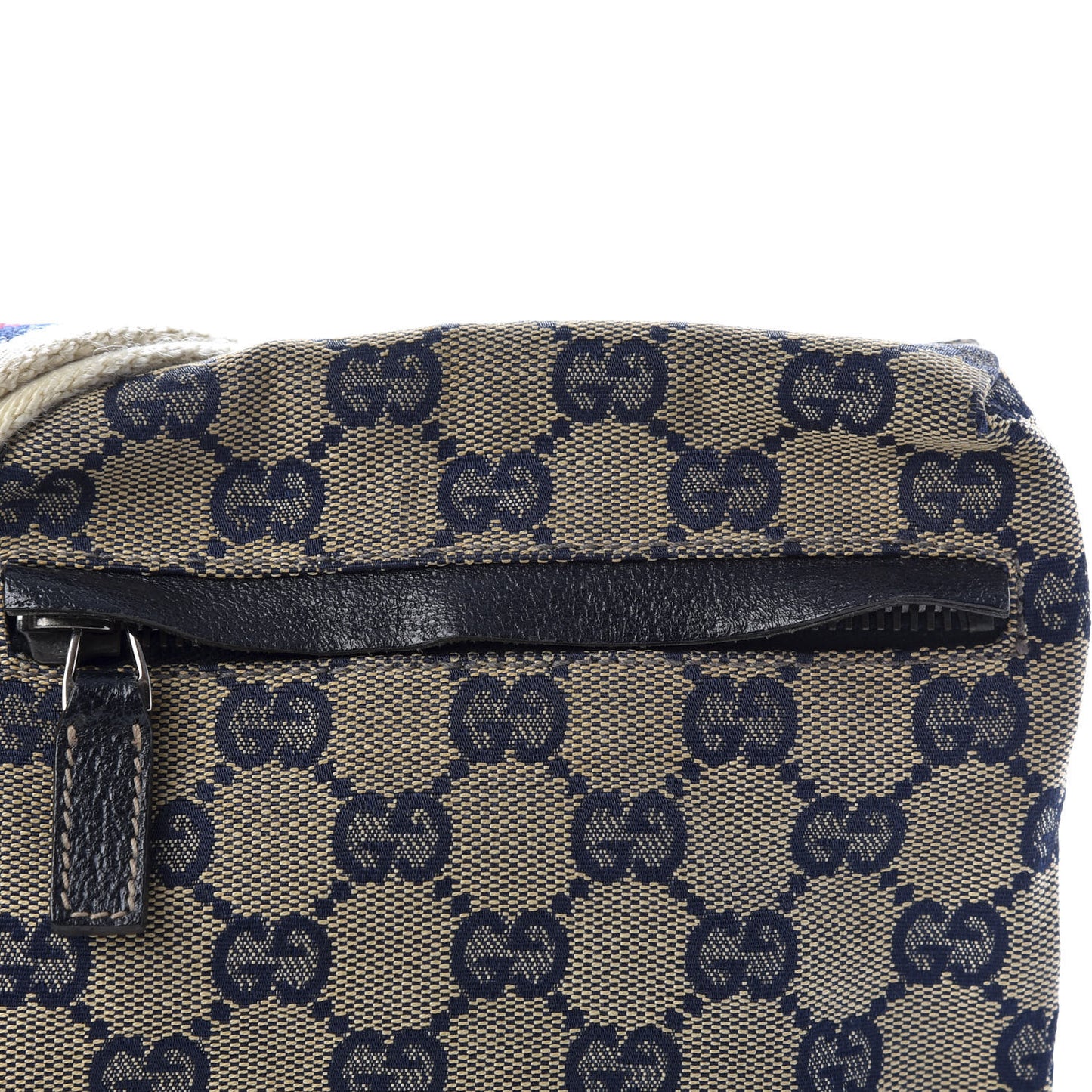 GG Monogram Web Double Pocket Belt Bag Navy