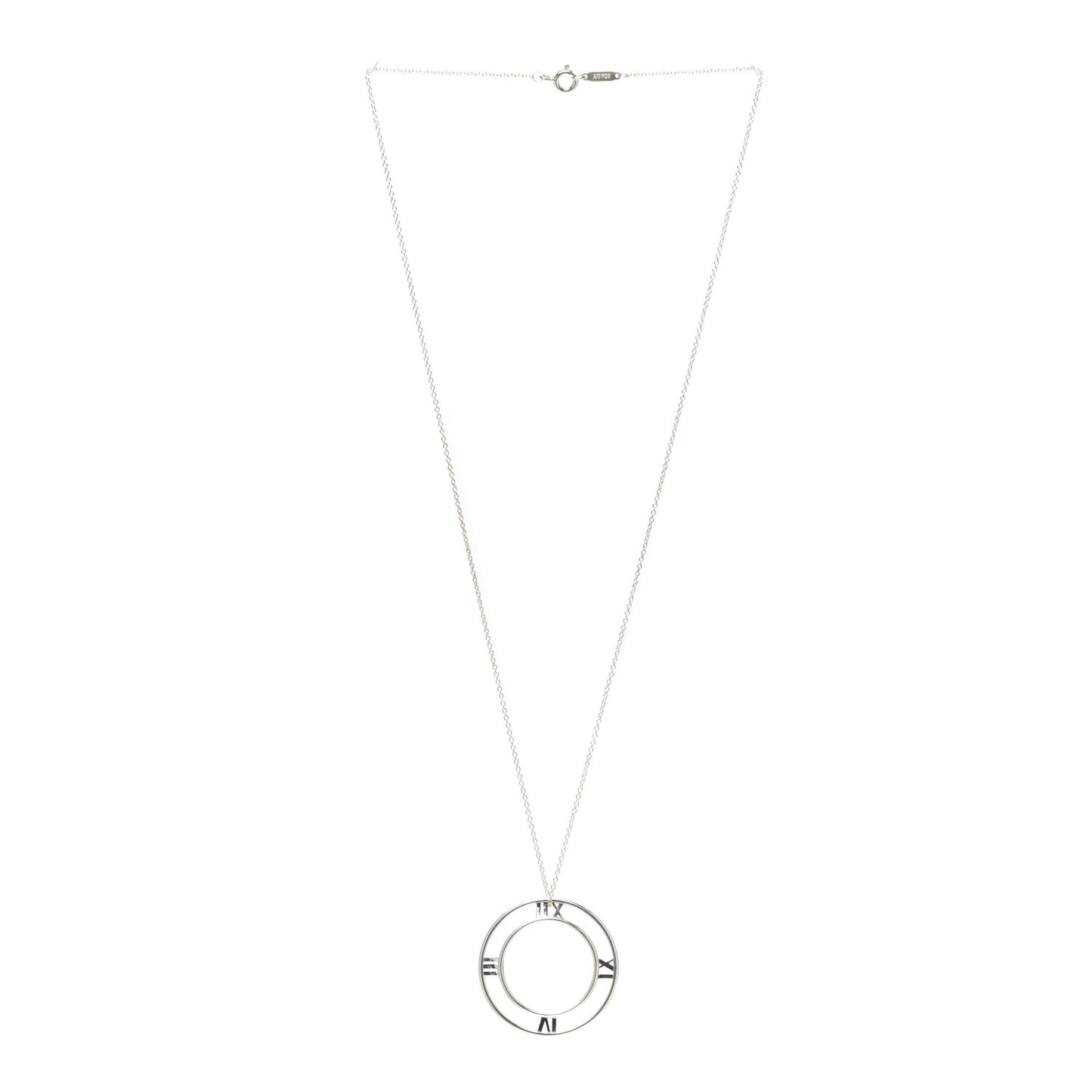 Sterling Silver Large Atlas Open Pendant Necklace