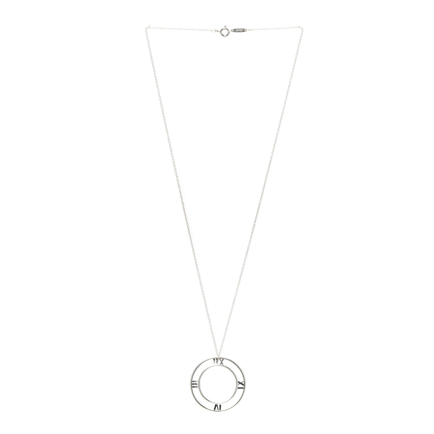 Tiffany Sterling Silver Large Atlas Open Pendant Necklace 3 of 5