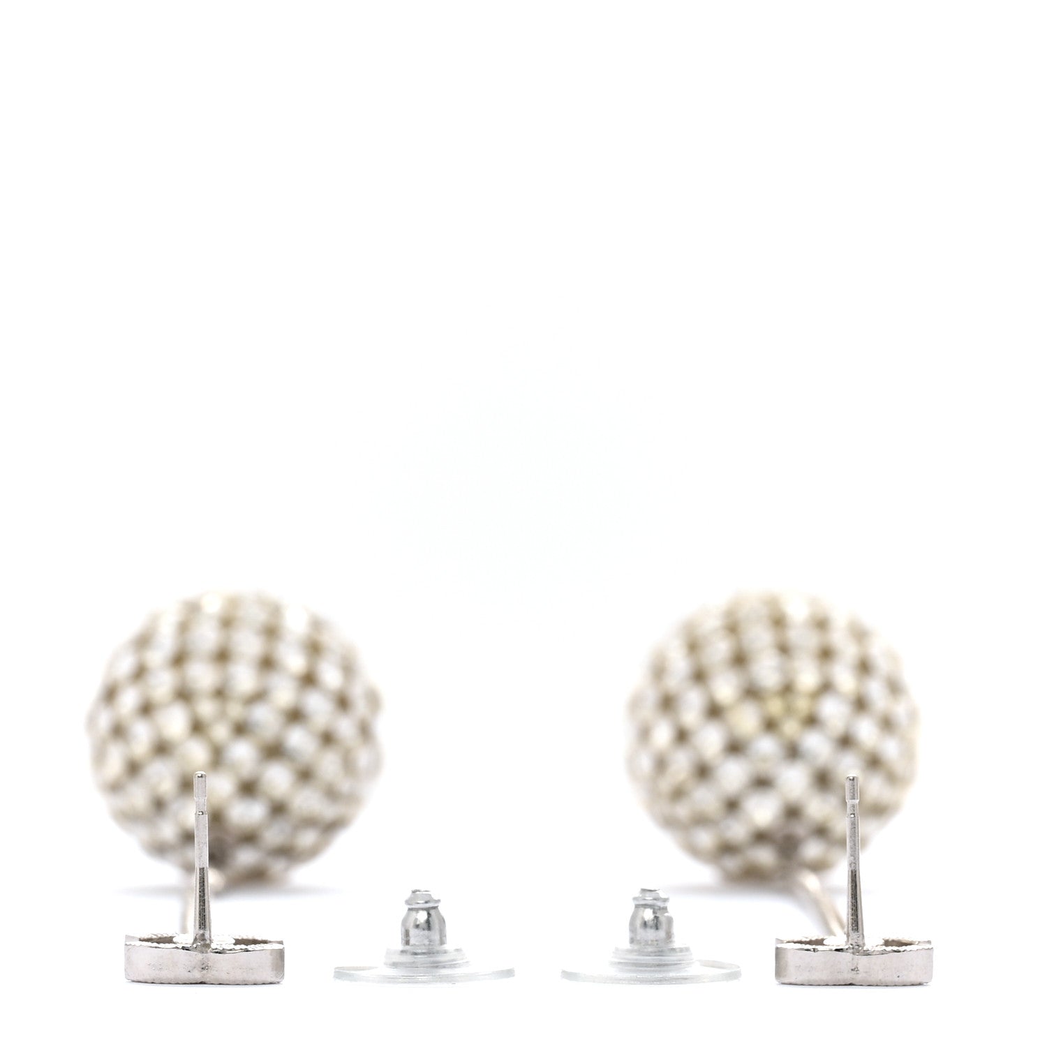 Chanel Crystal CC Drop Earrings Silver 3 of 6