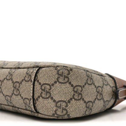 Gucci GG Supreme Monogram Textured Calfskin Small Emblem Shoulder Bag Beige Dark Brown 10 of 11