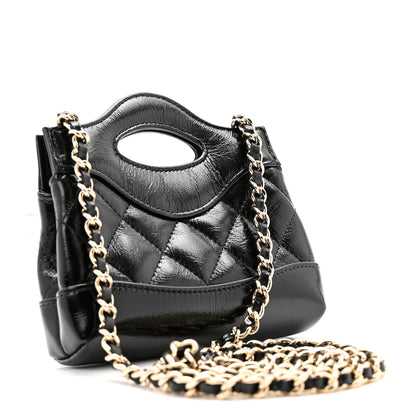 Chanel Shiny Lambskin Quilted Micro 31 Clutch With Chain Black 3 of 11