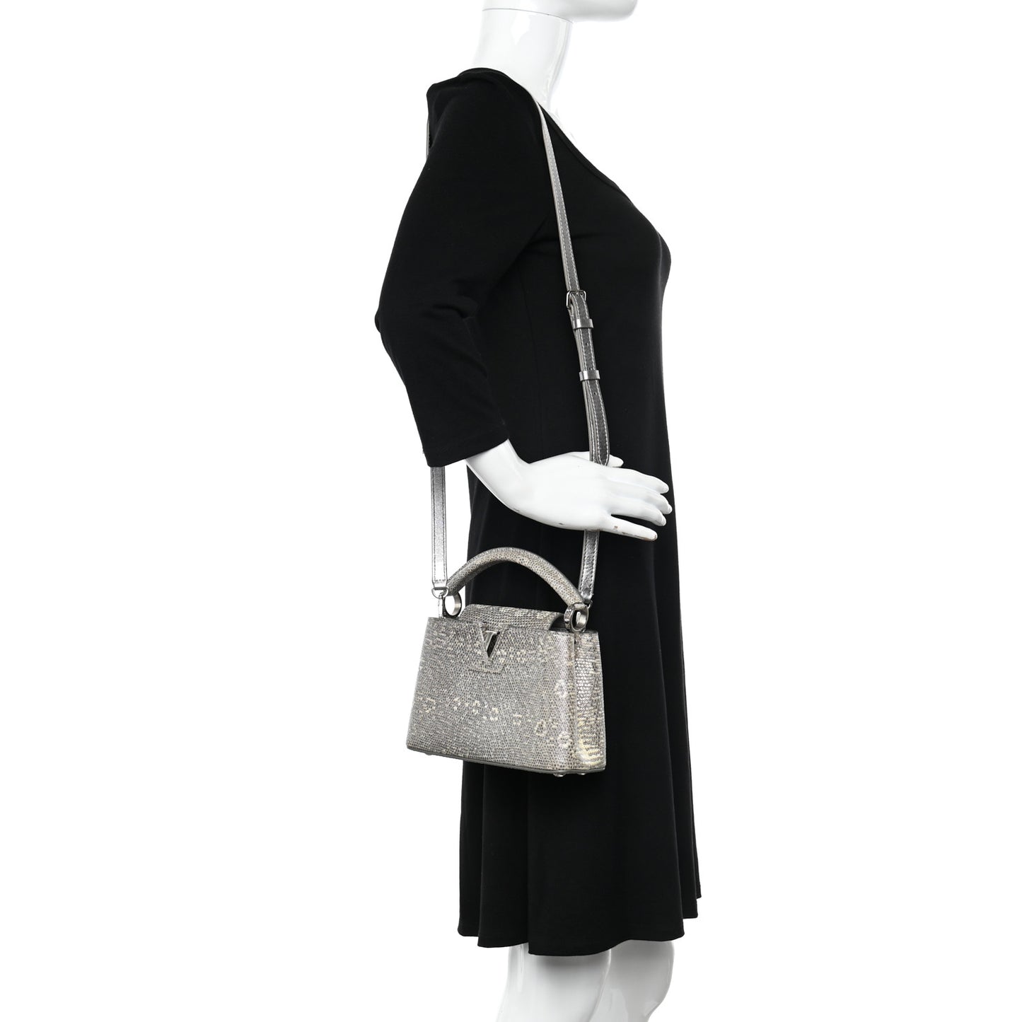 Lizard Mini Capucines Argento