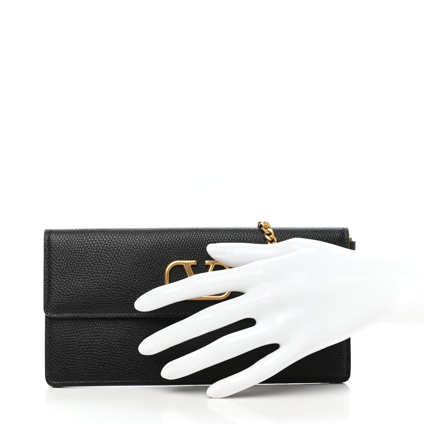 Grained Calfskin VLogo Bill Pouch Black