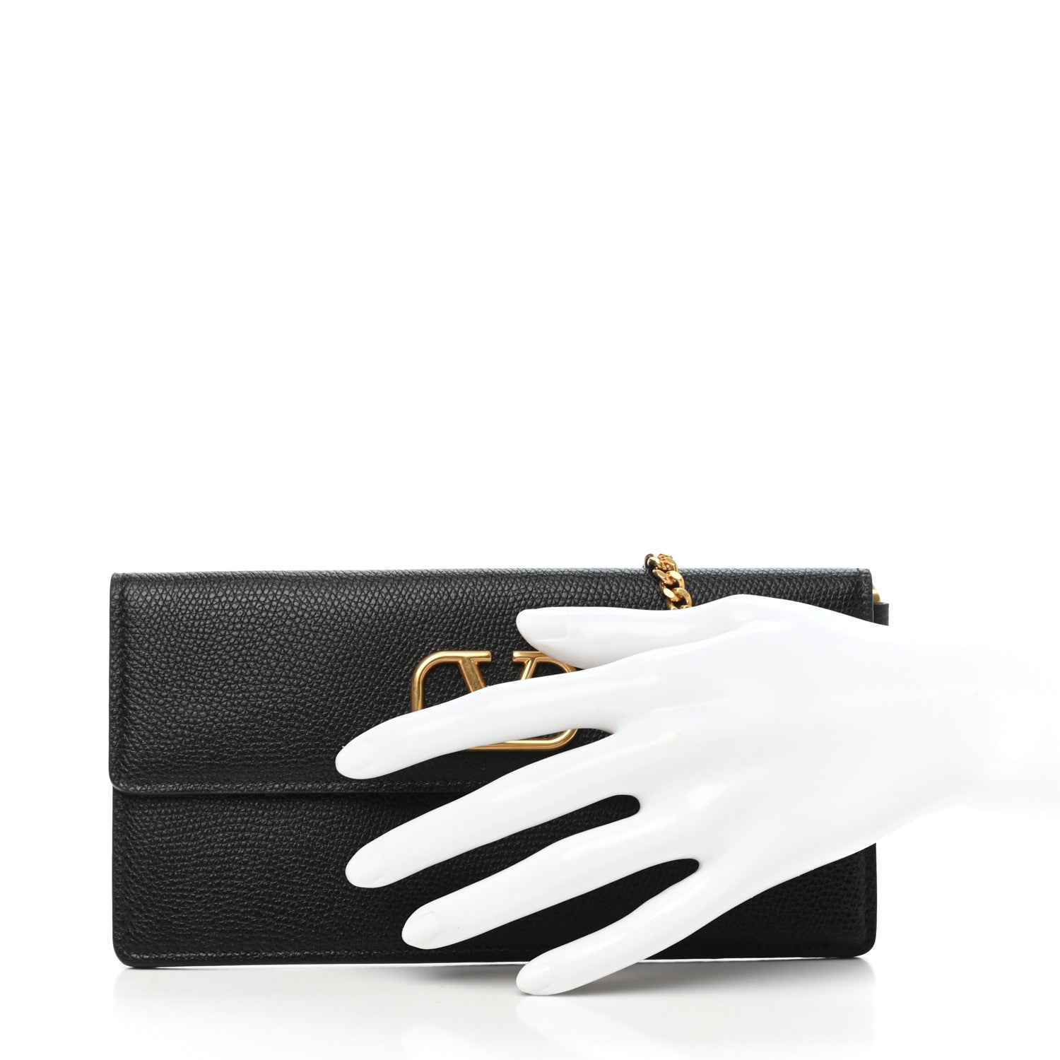 Valentino Garavani Grained Calfskin VLogo Bill Pouch Black 2 of 6