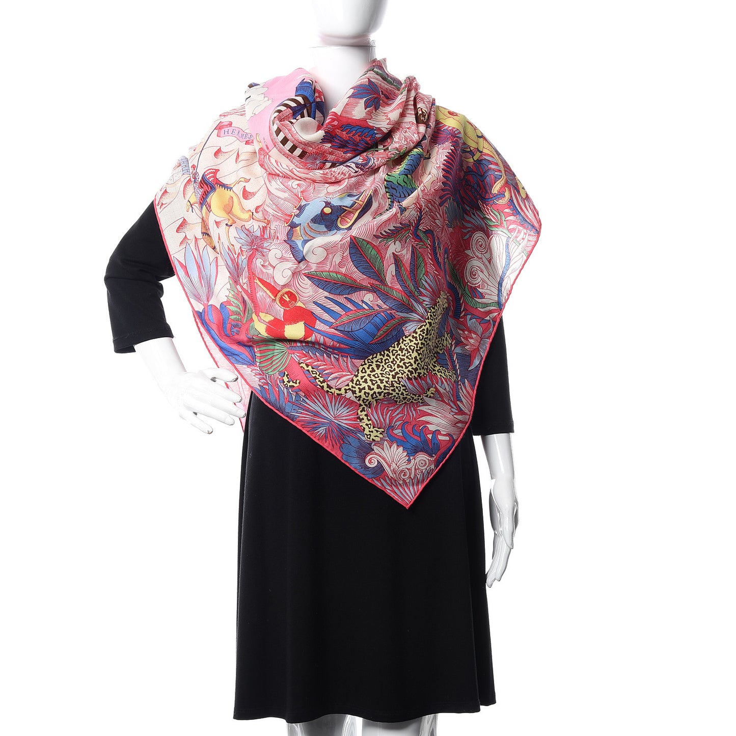 Cashmere Silk Cosmographia Universalis Shawl 140 Rose White Bleu