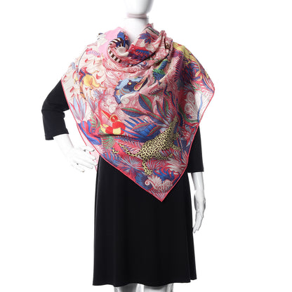 Hermes Cashmere Silk Cosmographia Universalis Shawl 140 Rose White Bleu 2 of 8