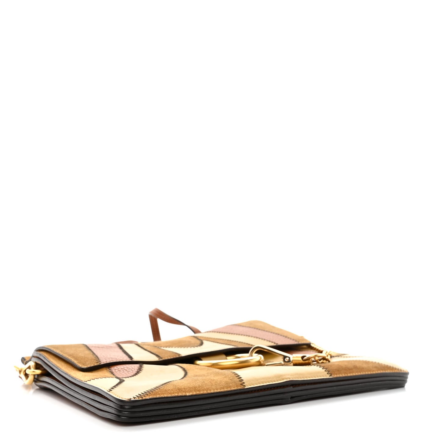 Suede Patchwork Medium Faye Shoulder Bag Brown Multicolor