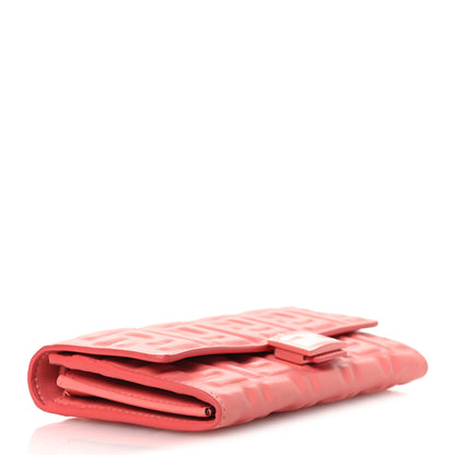 Fendi Nappa FF Embossed Continental Wallet On Chain Rosa Pesca 4 of 12