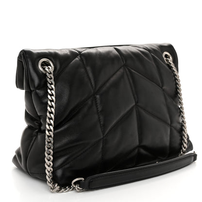 Saint Laurent Lambskin Quilted Small Loulou Puffer Monogram Chain Satchel Black 3 of 10
