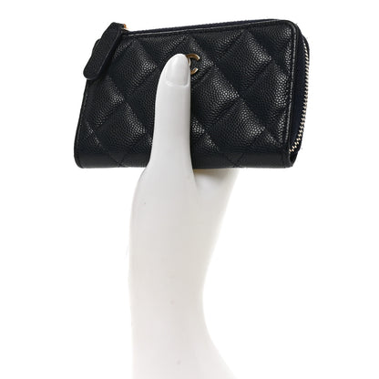 Chanel Caviar Quilted Zipped Key Holder Case Dark Blue 4 of 14