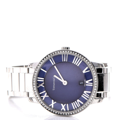 Tiffany Stainless Steel Diamond Bezel 31mm Atlas 2-Hand Quartz Watch Blue Azure 3 of 10