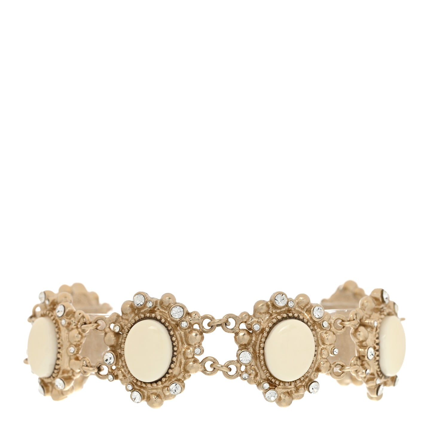Enamel Crystal CC Bracelet Gold White