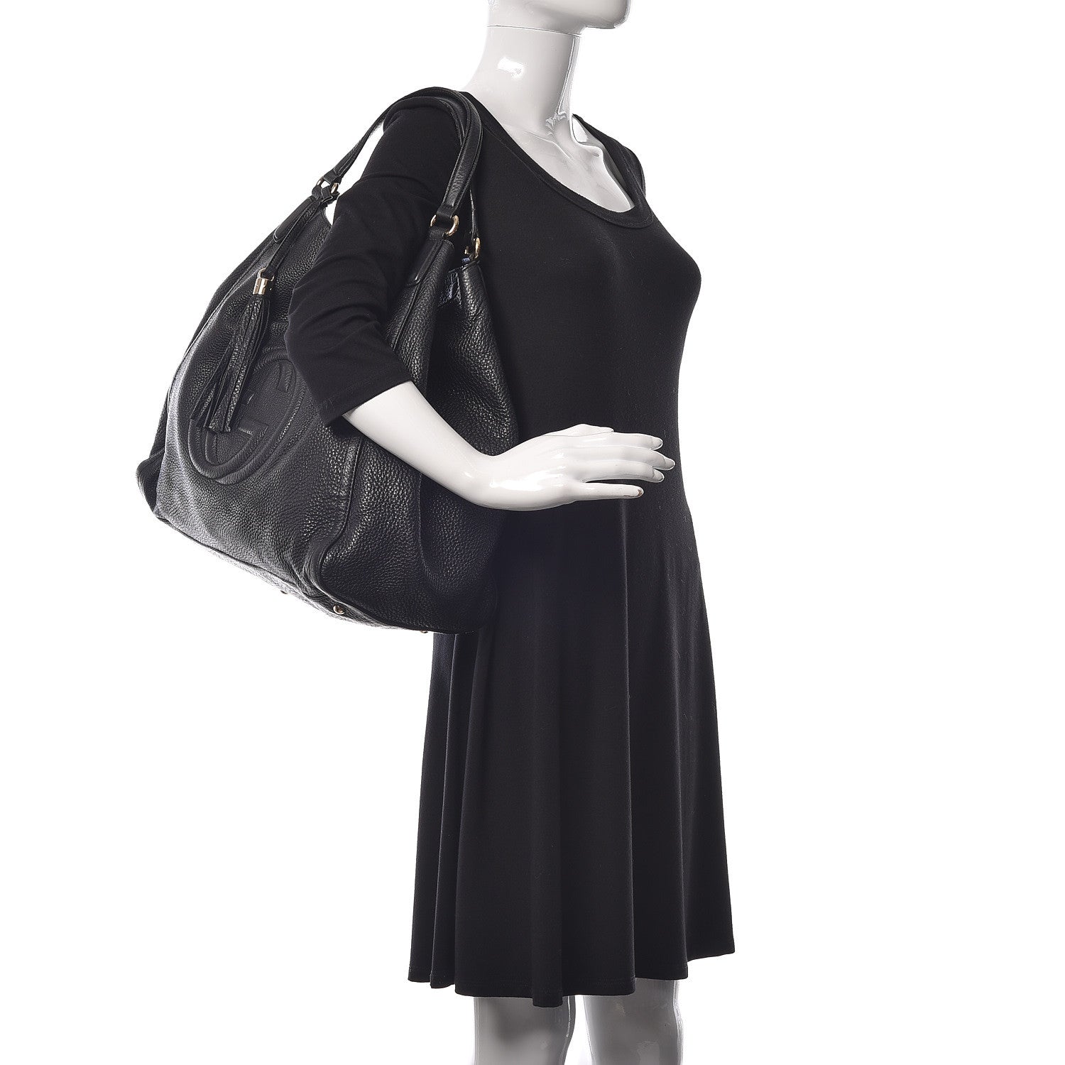 Gucci Pebbled Calfskin Large Soho Shoulder Bag Black 2 of 19