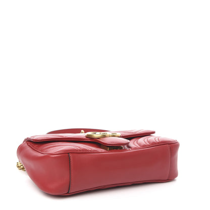 Gucci Calfskin Matelasse Mini GG Marmont Shoulder Bag Hibiscus Red 4 of 11