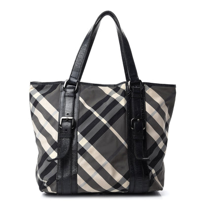 Burberry Nylon Beat Check Victoria Tote Black 1 of 11