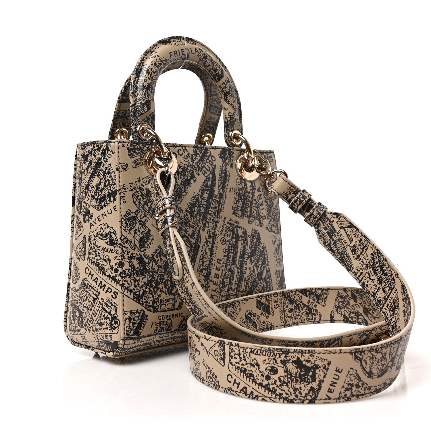 Christian Dior Smooth Calfskin Plan de Paris Printed Small My ABCDior Lady Dior Beige Black 3 of 8