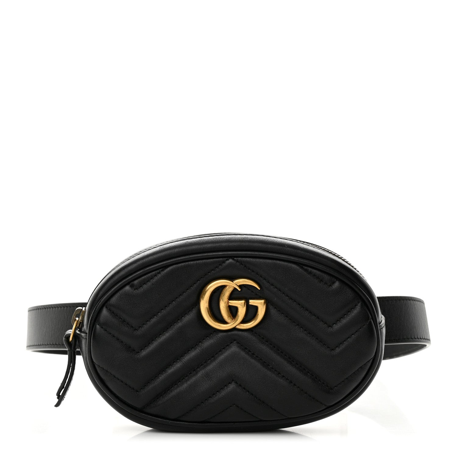 Gucci Calfskin Matelasse GG Marmont Belt Bag 85 34 Black 1 of 14