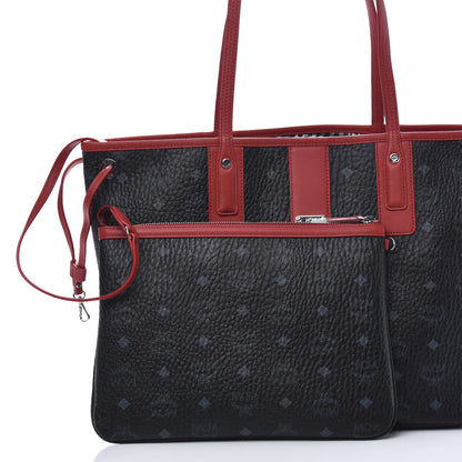 MCM Visetos Medium Liz Reversible Shopper Tote Black Red 11 of 19