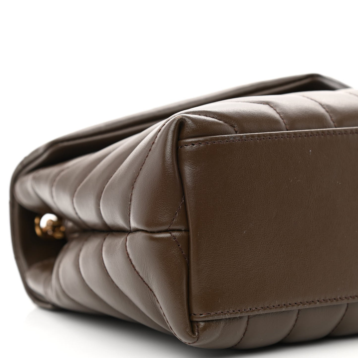 Calfskin Y Quilted Monogram Small Loulou Chain Satchel Soil Brown