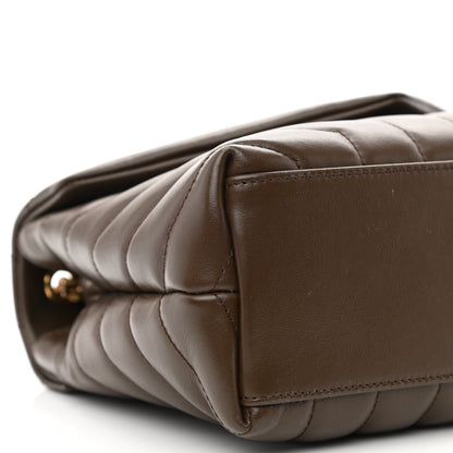 Saint Laurent Calfskin Y Quilted Monogram Small Loulou Chain Satchel Soil Brown 9 of 10