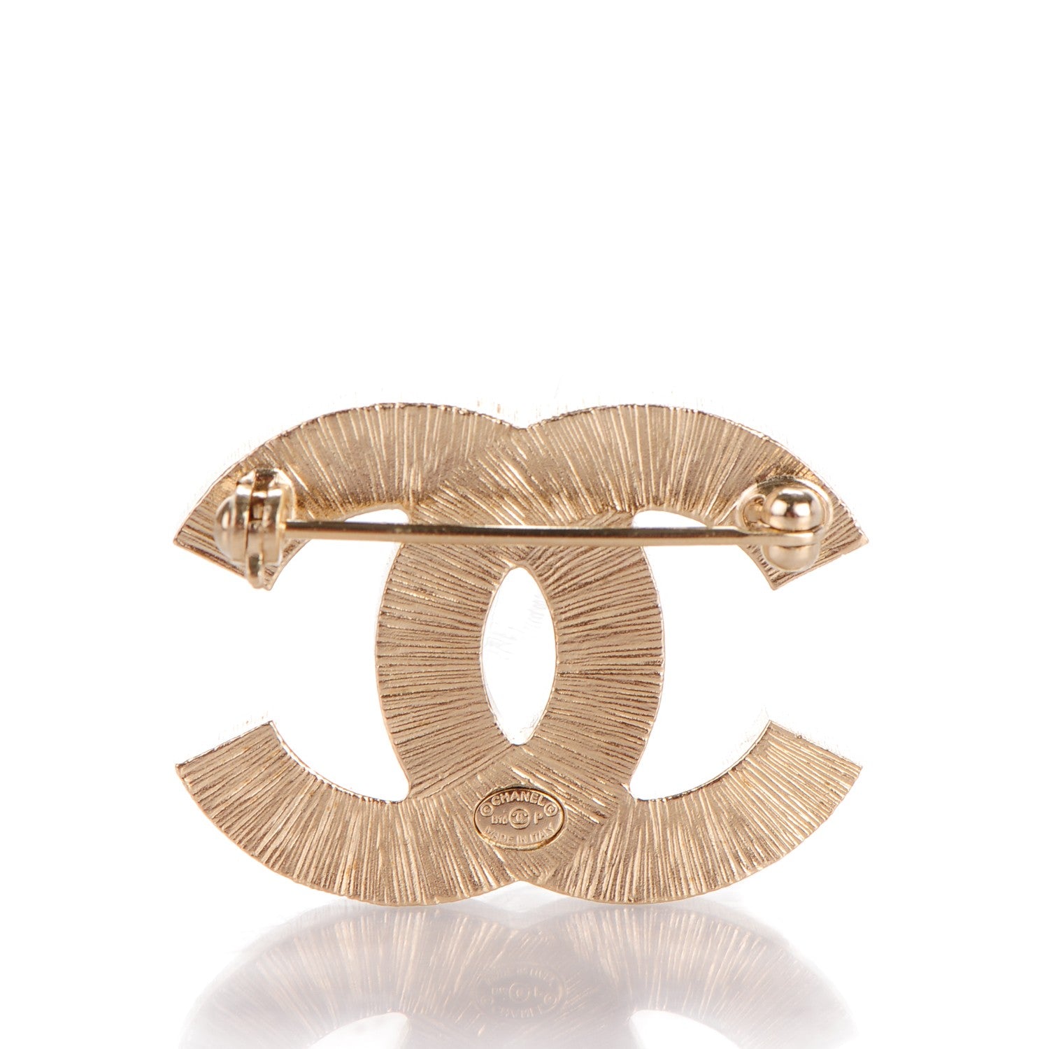 Chanel Metal Quilted CC Brooch Silver Gold 3 of 4