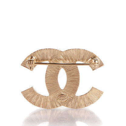 Chanel Metal Quilted CC Brooch Silver Gold 3 of 4