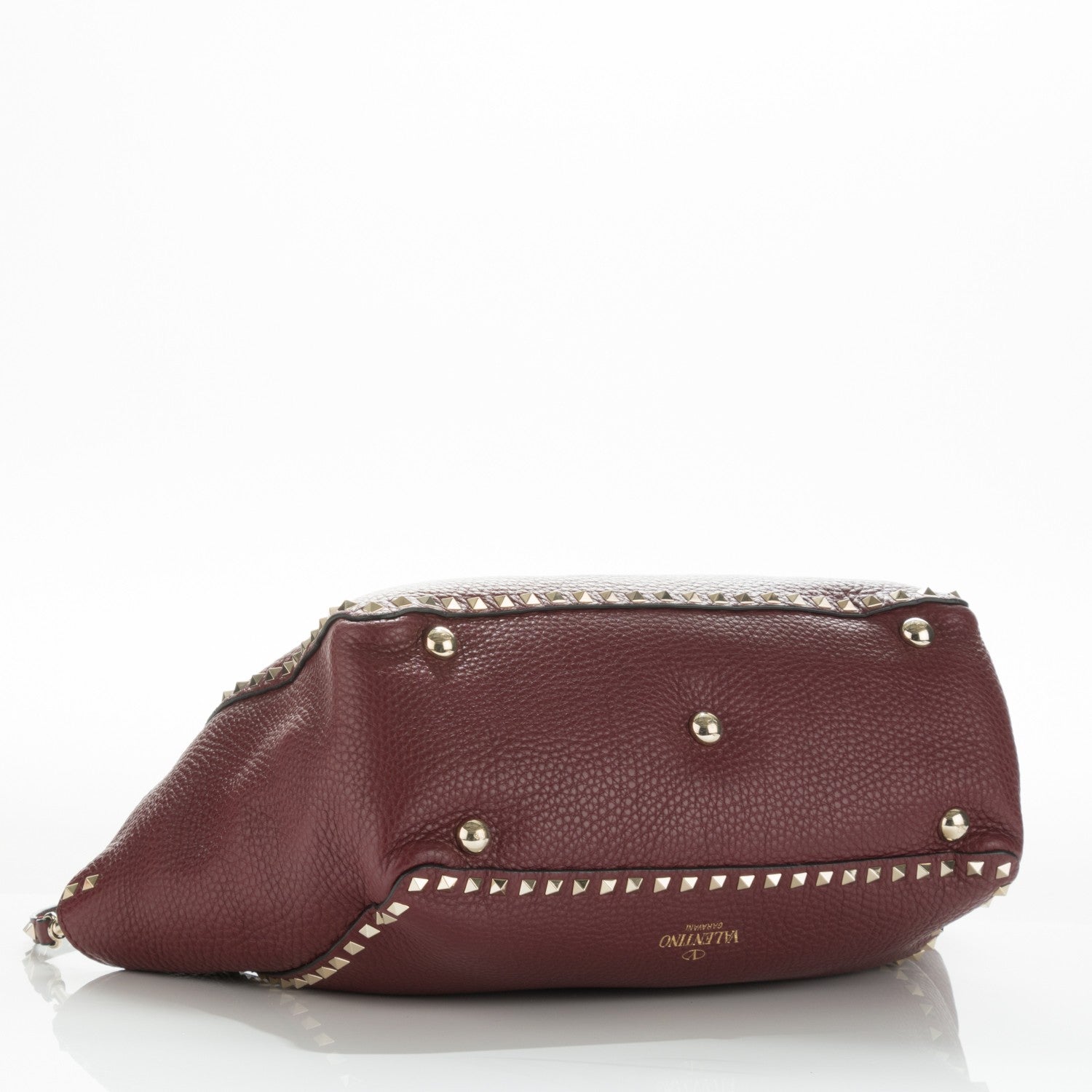 Valentino Garavani Pebbled Calfskin Medium Rockstud Tote Cremisi 4 of 8