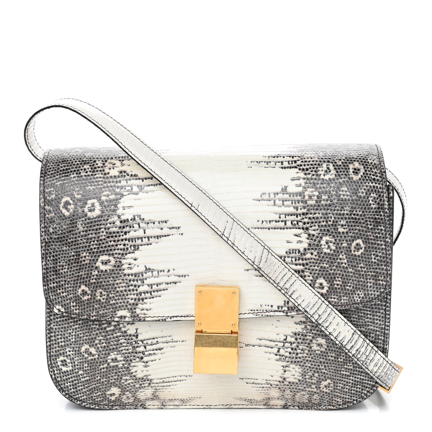 Celine Lizard Medium Classic Box Flap Bag Natural 1 of 8
