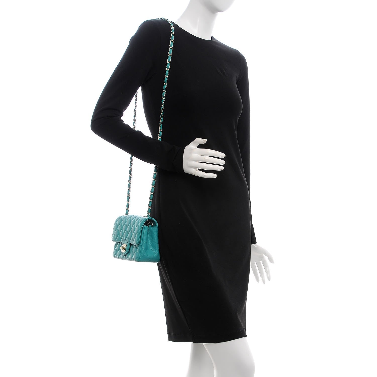 Chanel Caviar Quilted Mini Rectangular Flap Turquoise 2 of 8