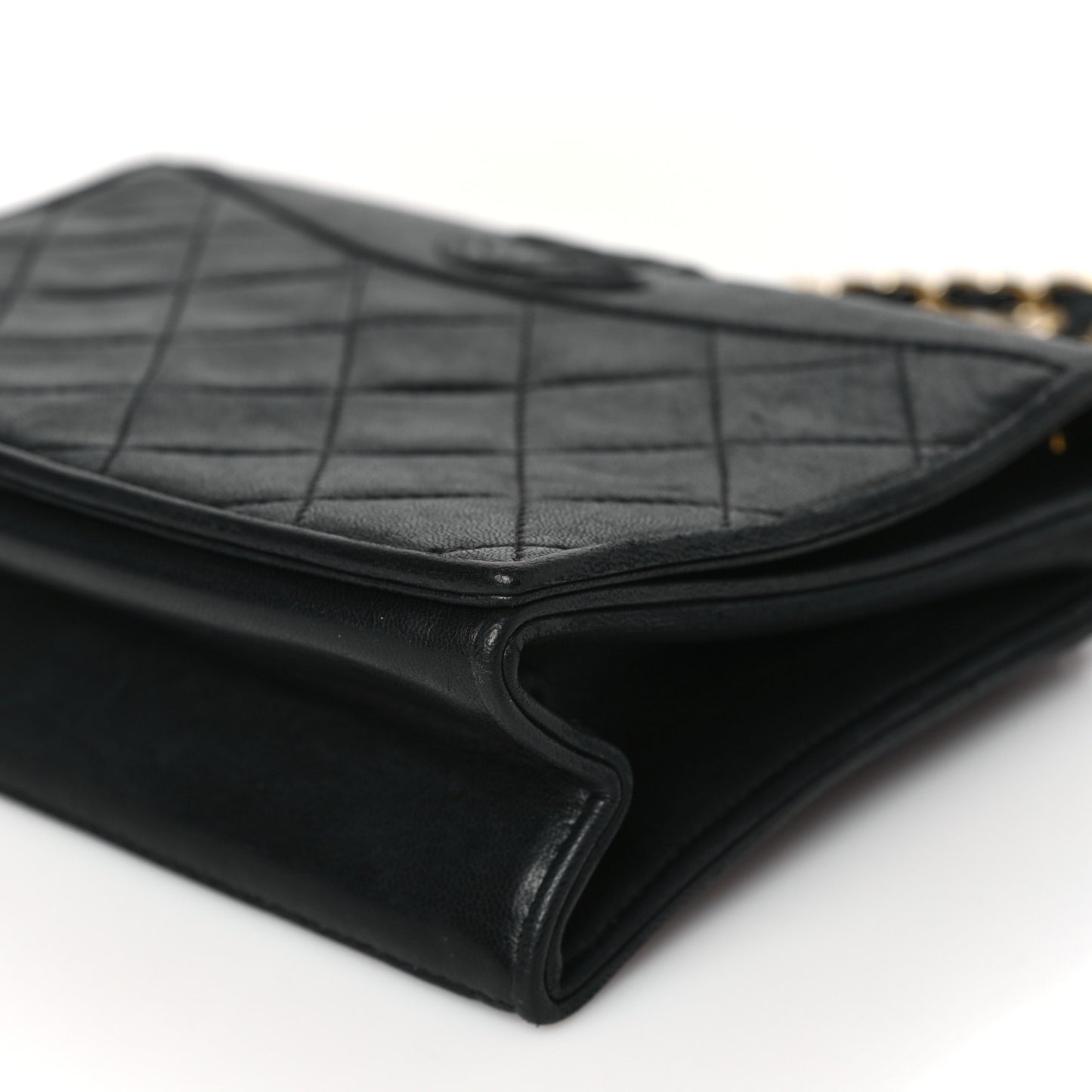Lambskin Quilted Flap Shoulder Bag Black