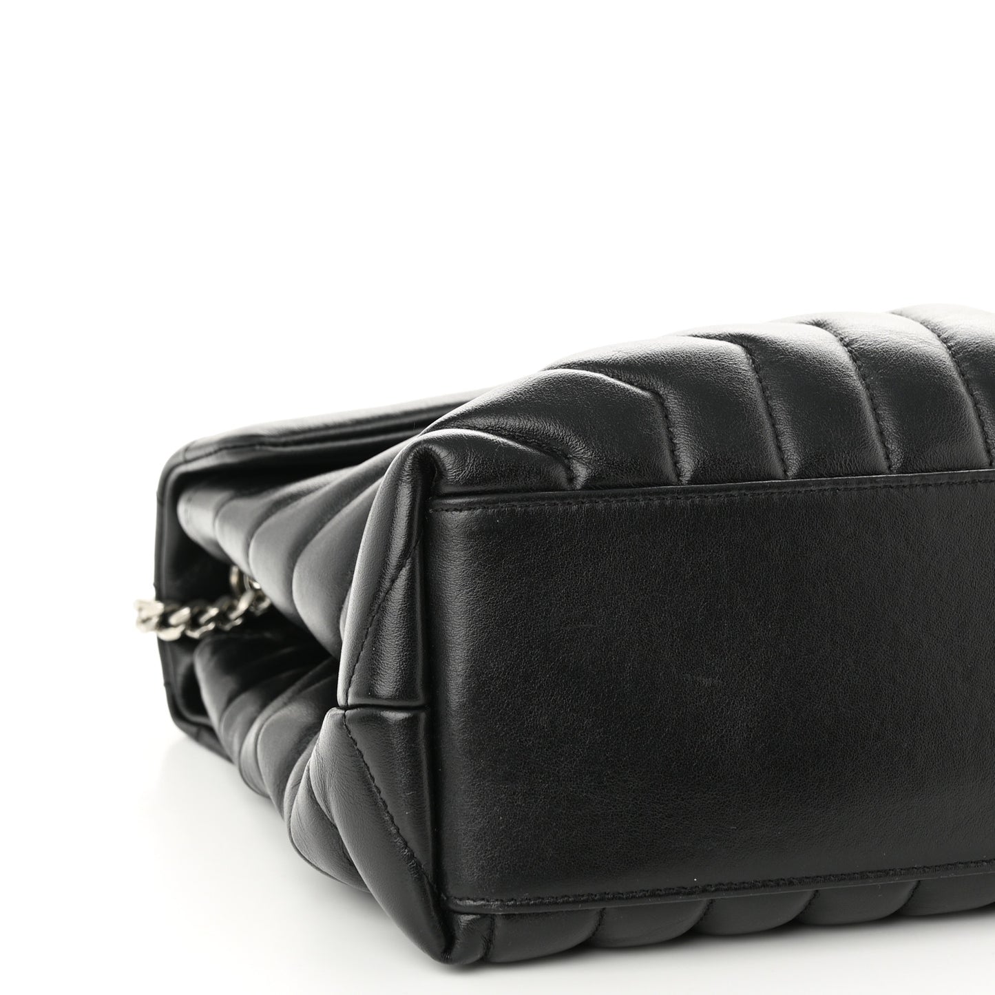 Calfskin Y Quilted Monogram Medium Loulou Chain Satchel Black