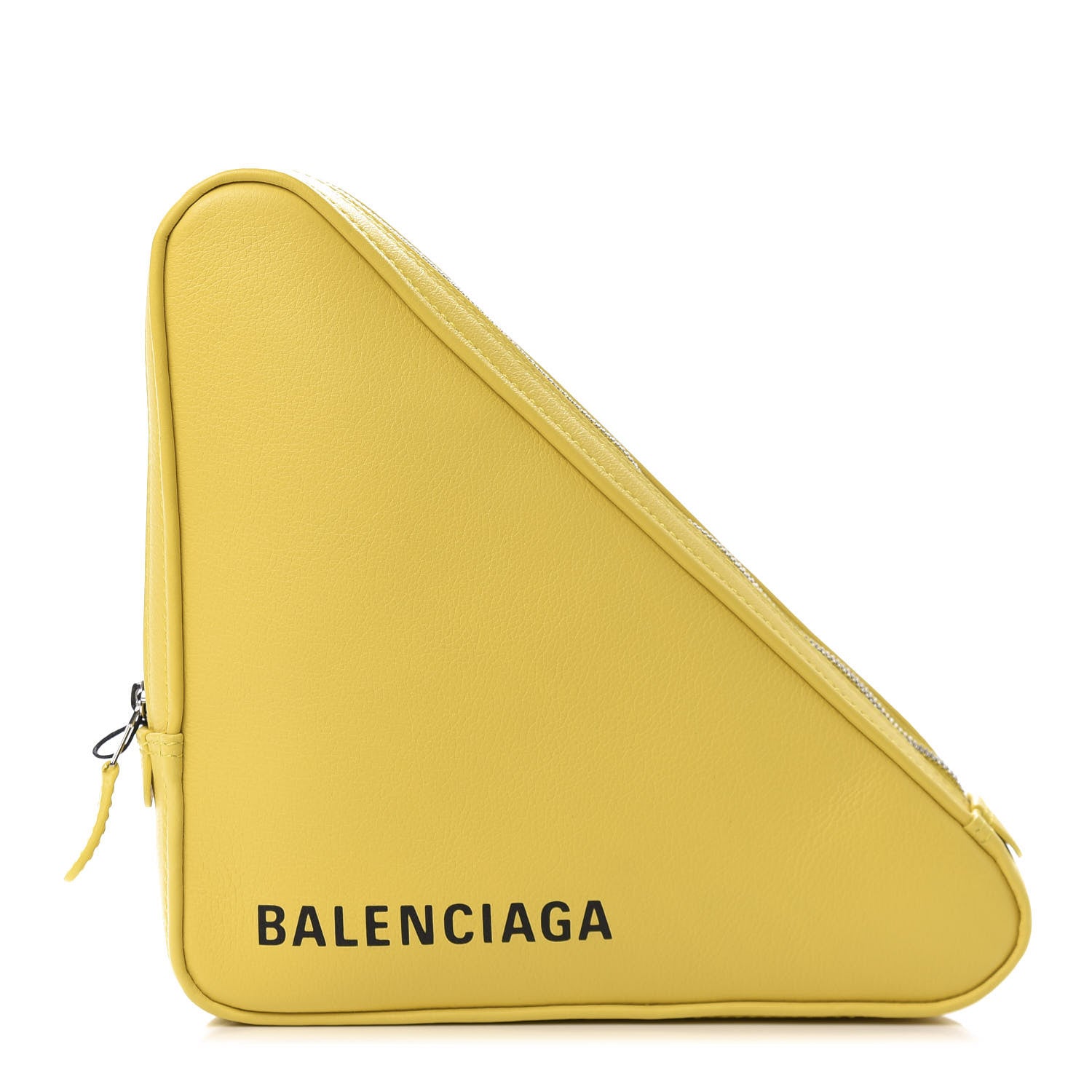 Balenciaga Shiny Day Calfskin Logo M Triangle Pouch Jaune Black 1 of 9
