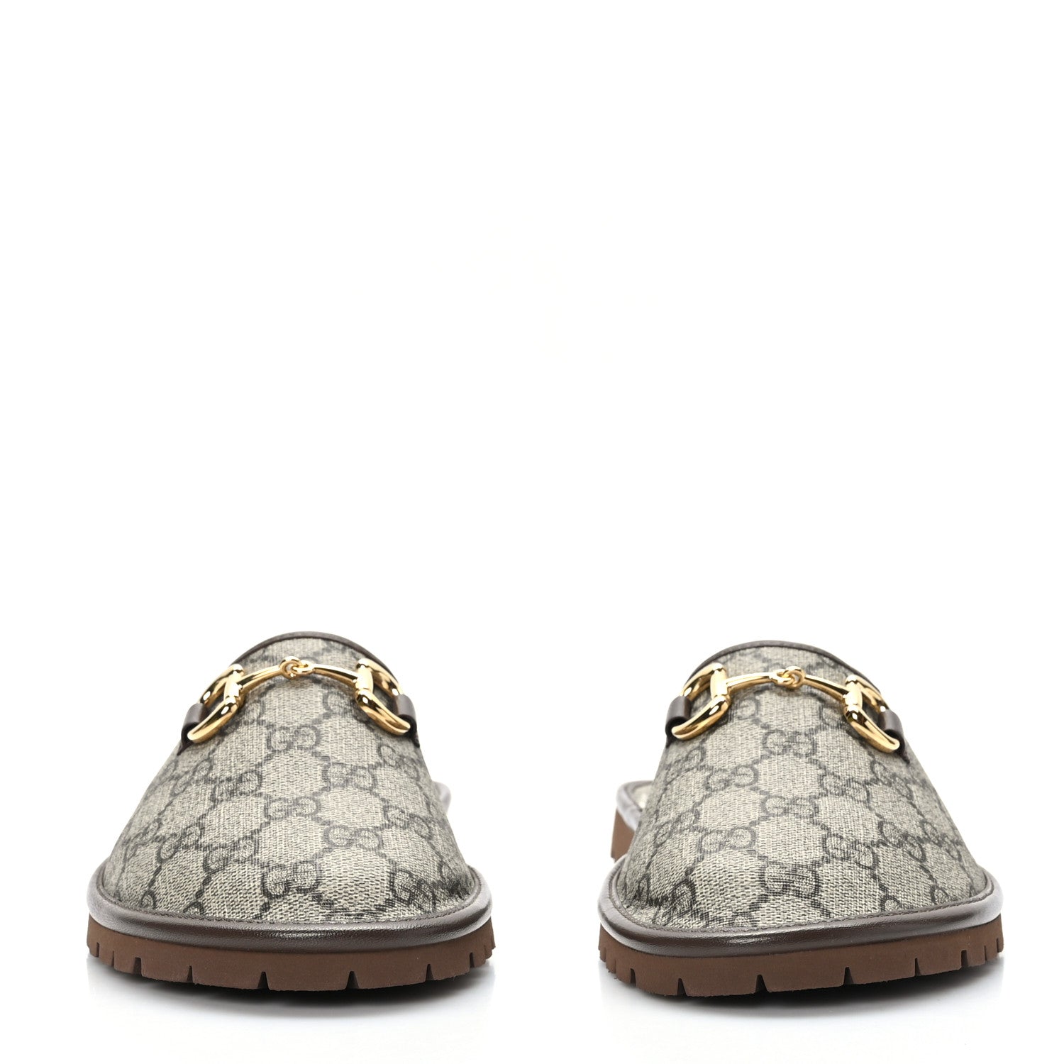 Gucci GG Supreme Monogram Granada Kid Mens Horsebit Lug Sole Mules 5.5 Beige Ebony New Acero 2 of 9