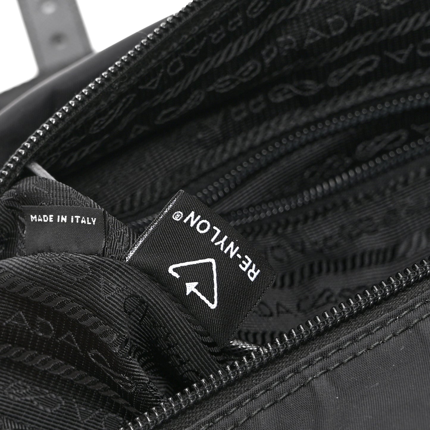Re-Nylon Vela Saffiano Pocket Double Buckle Messenger Shoulder Bag Black