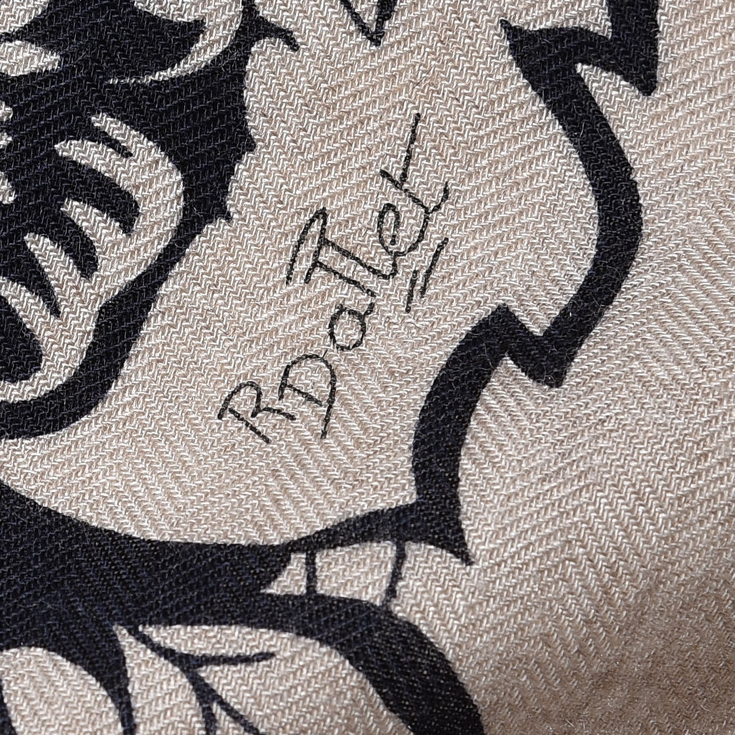 Hermes Cashmere Silk Jungle Love Tattoo Shawl 140 Natural Bleu Black 4 of 7
