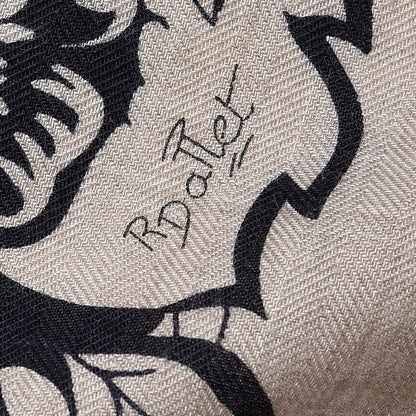 Hermes Cashmere Silk Jungle Love Tattoo Shawl 140 Natural Bleu Black 4 of 7