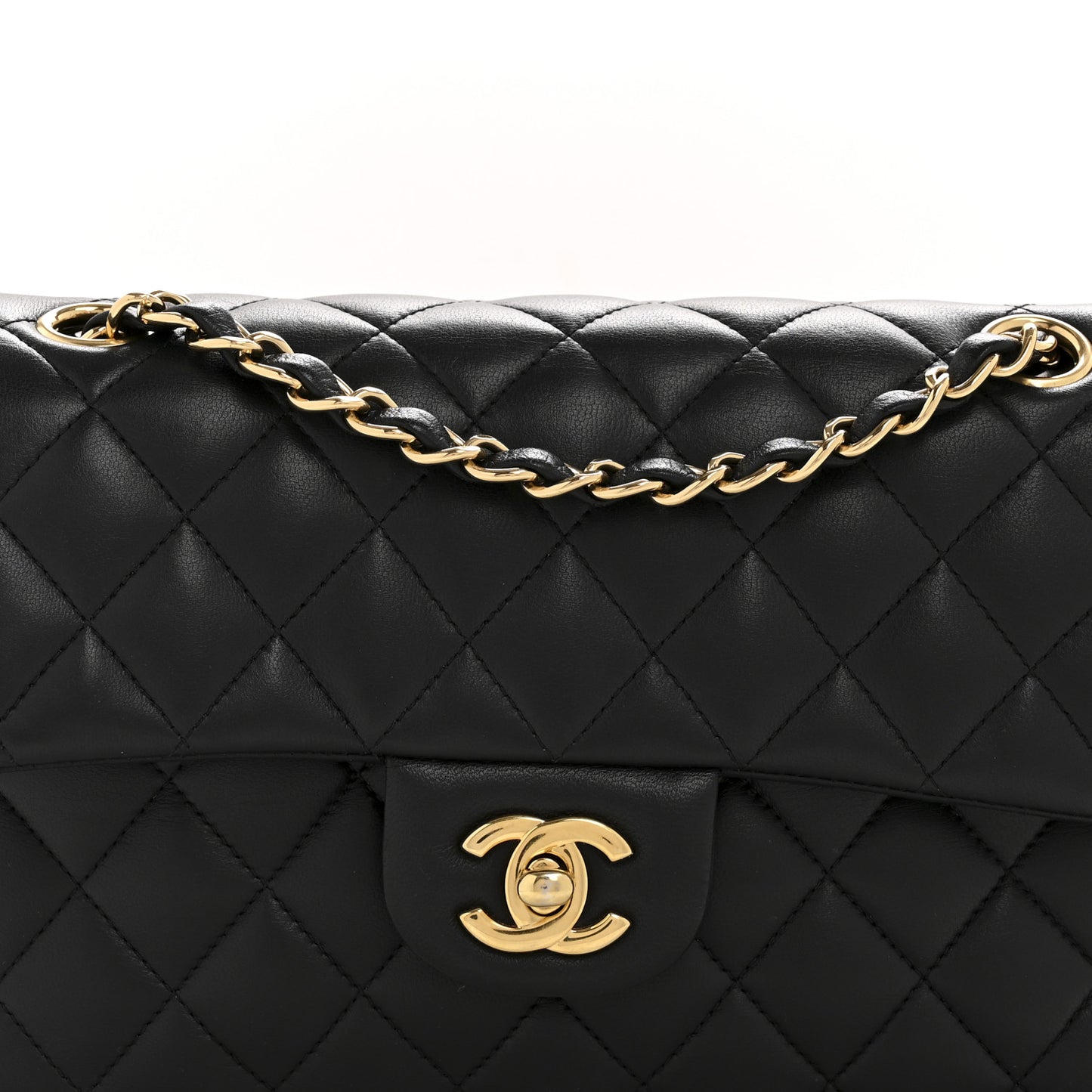 Lambskin Quilted Small Double Flap Black