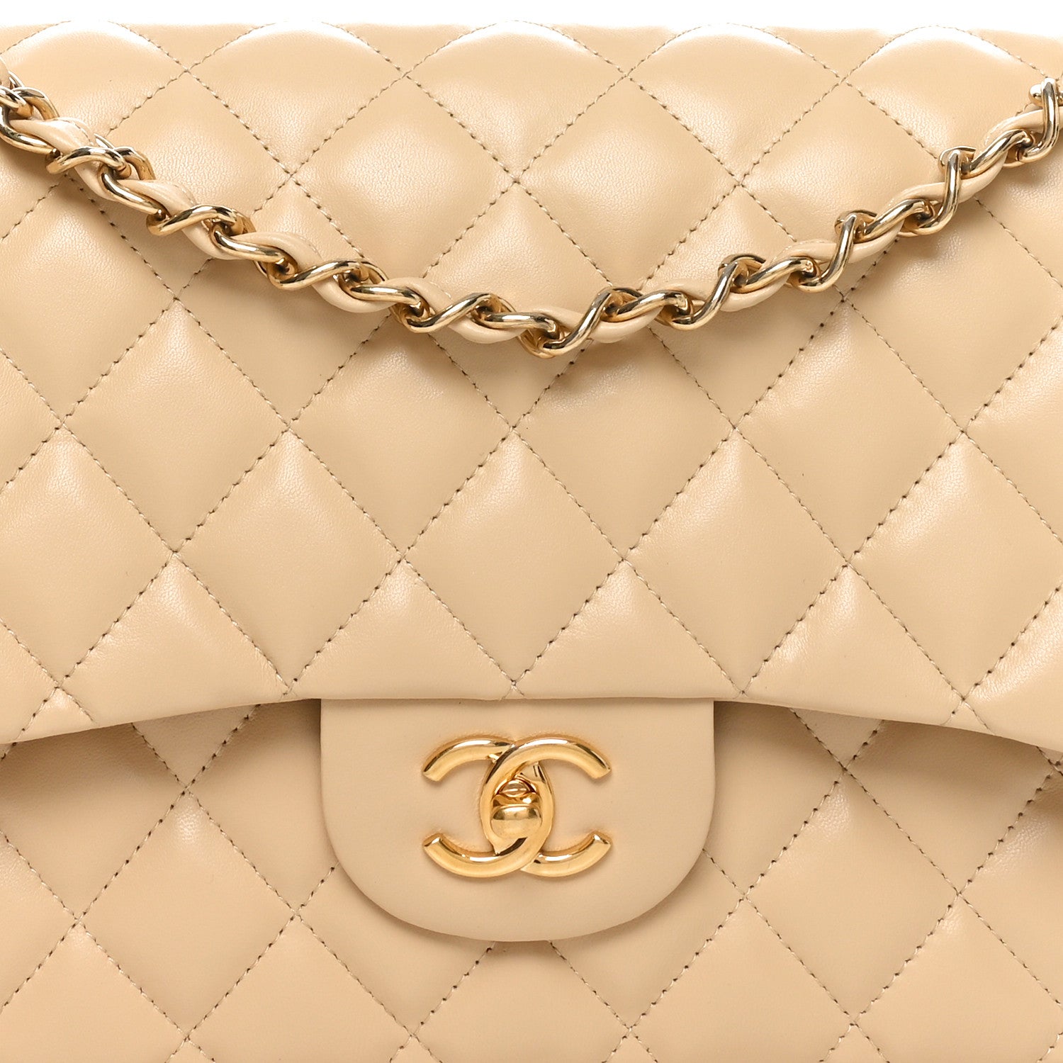 Chanel Lambskin Quilted Jumbo Double Flap Beige 8 of 10